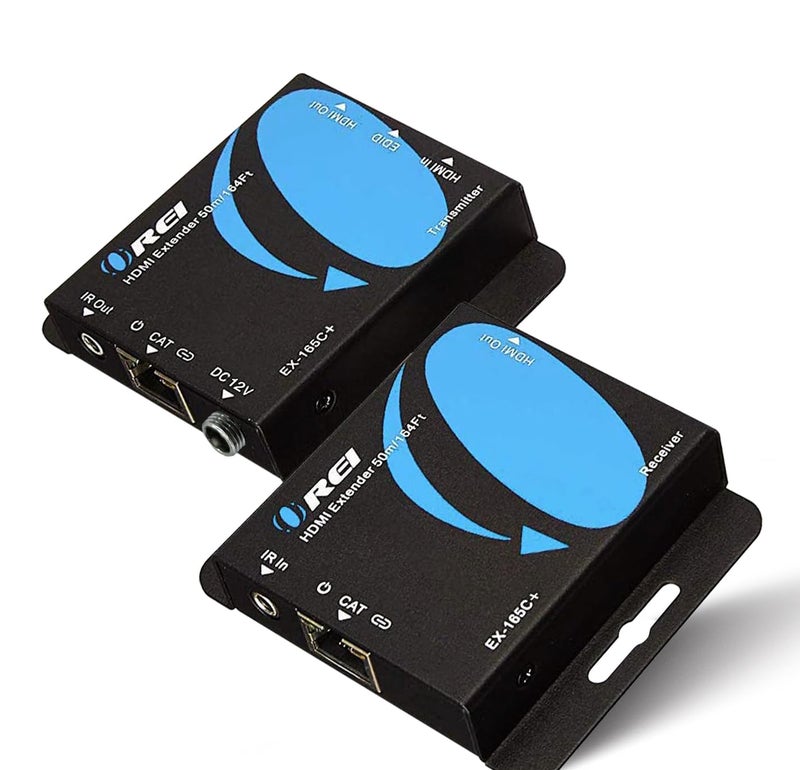 OREI 4K HDMI Extender over ethernet CAT5/CAT6/CAT7 Up To 165 Feet At 1080@60hz - HDMI 1.4 & HDCP 1.4 Compliant with One Way IR Pass Through, HDMI Loop Output & Power Over Cable - Image 1