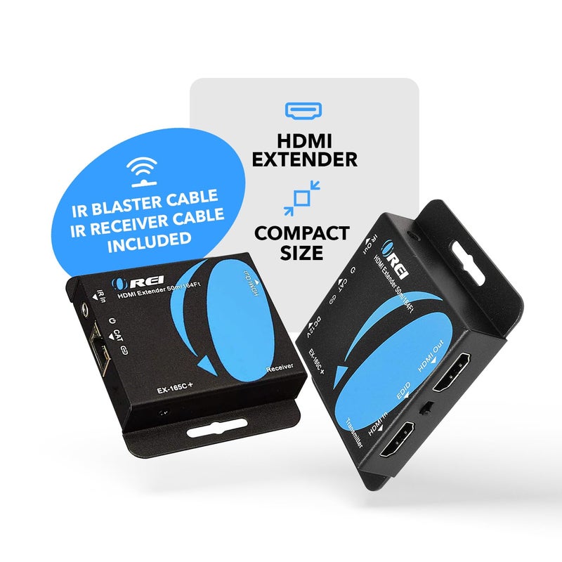 OREI 4K HDMI Extender over ethernet CAT5/CAT6/CAT7 Up To 165 Feet At 1080@60hz - HDMI 1.4 & HDCP 1.4 Compliant with One Way IR Pass Through, HDMI Loop Output & Power Over Cable - Image 2
