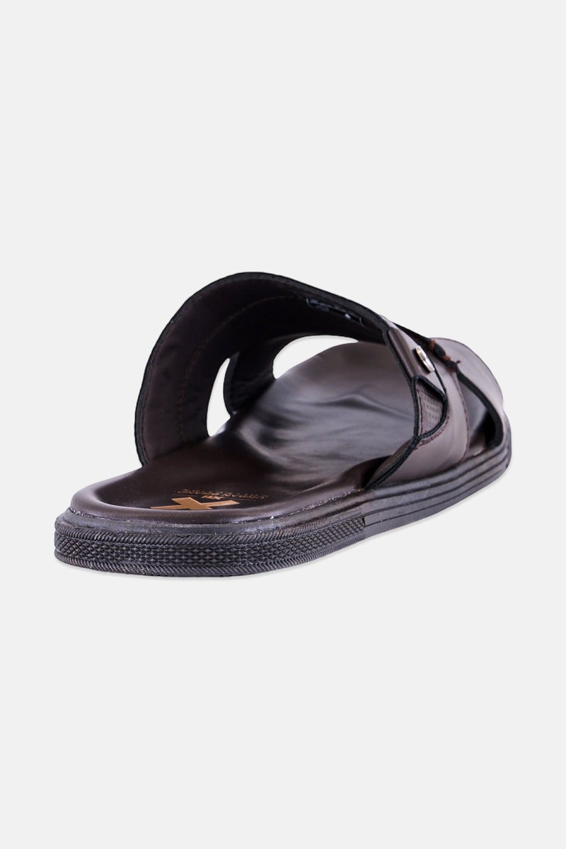 Xti Men Brand Logo Slip On Sandals, Dark Brown - Image 3