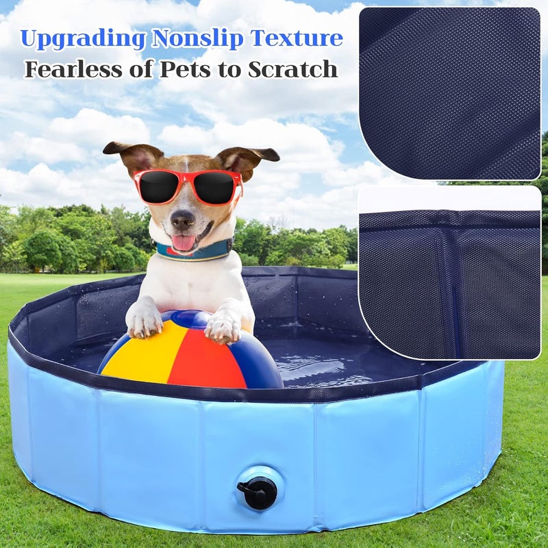 Eooqi Foldable Dog Bath Swimming Pool 63'' Plastic Kiddie Pool Professional Tub Collapsible Grooming Bathtub for Pets Kids Baby and Toddler, 63 x 12 Inches Blue - Image 4