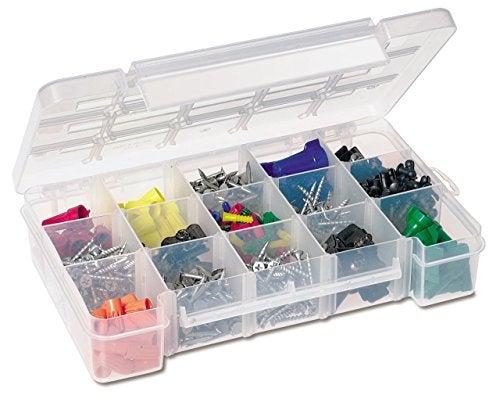 Akro-Mils 05805 Plastic Portable Parts Storage Case for Hardware and Crafts with Hinged Lid and 4 Adjustable Dividers, (11-Inch x 7-Inch x 2-3/8-Inch), Medium, Clear - Image 1