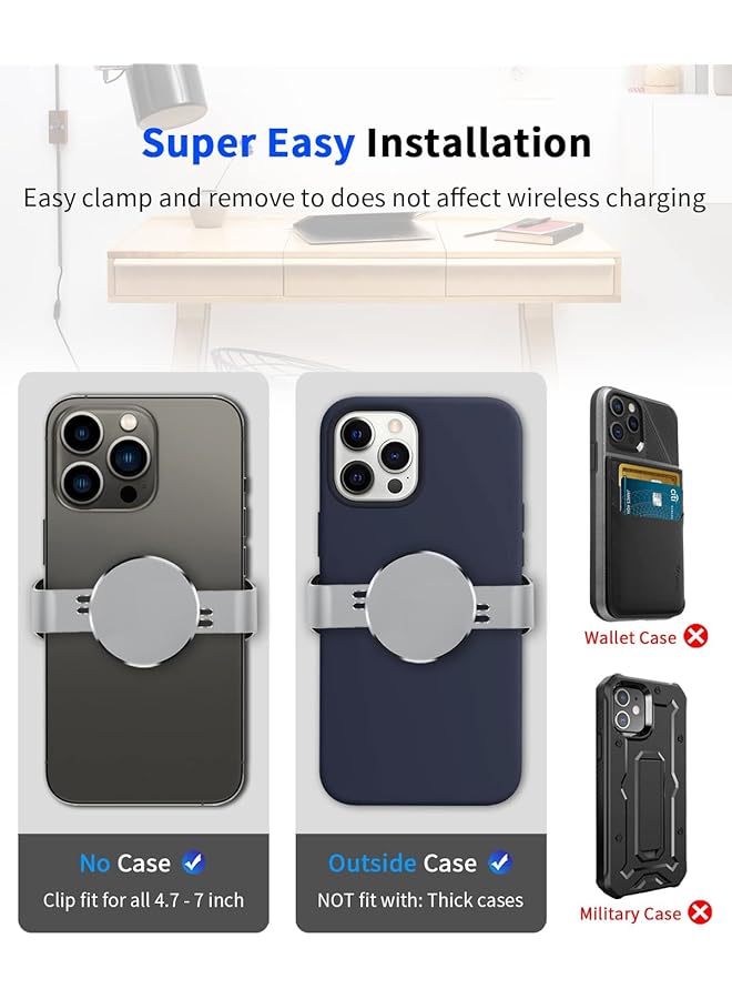 كاست ويف مشبك هاتف معدني لحامل السيارة المغناطيسي، مشبك هاتف متين لجميع حاملات الهواتف المغناطيسية المتوافقة مع سامسونج وآيفون 12 و13 و14 برو ماكس والمزيد (فضي) - Image 5