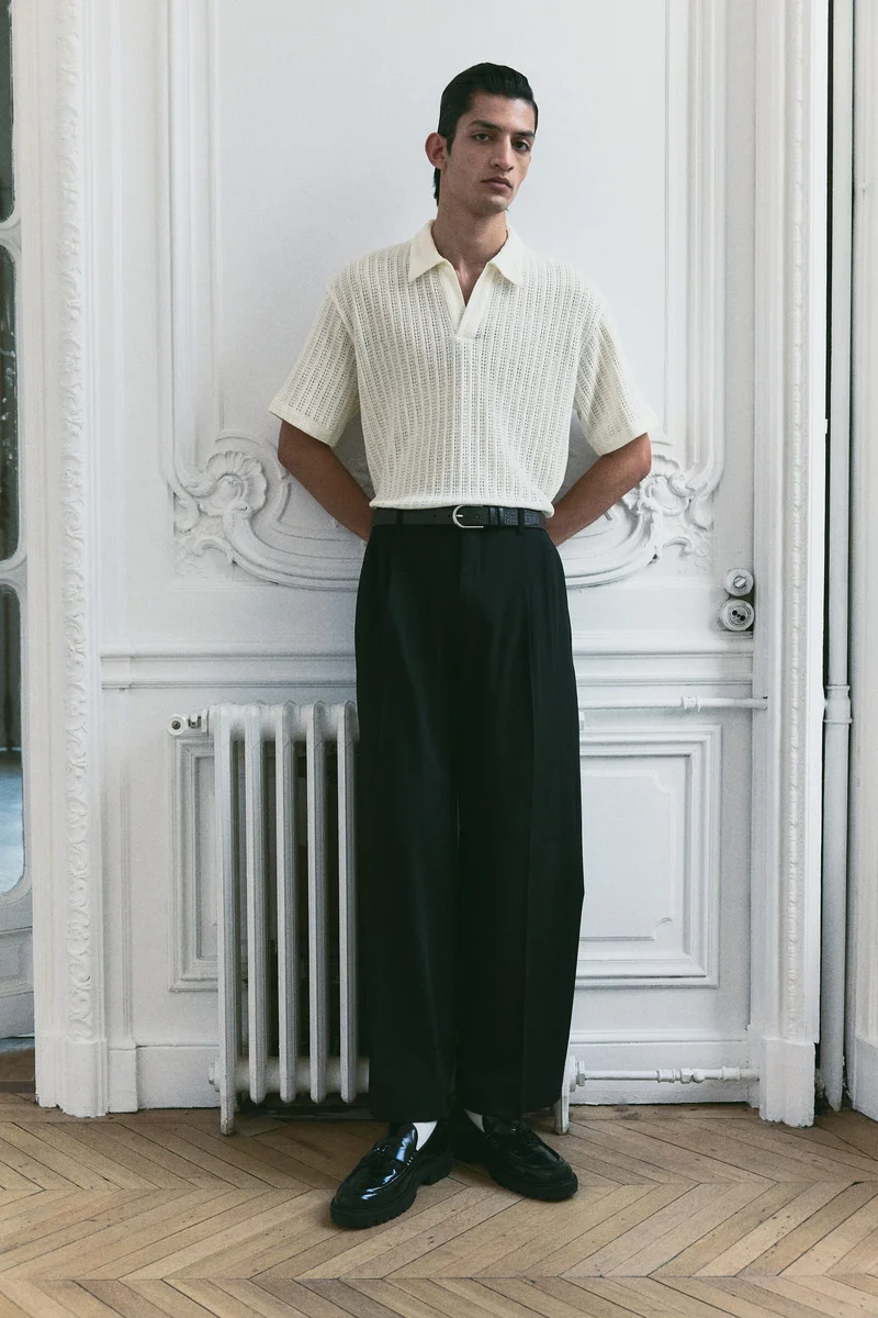 H&M Loose Fit Jacquard-knit polo shirt