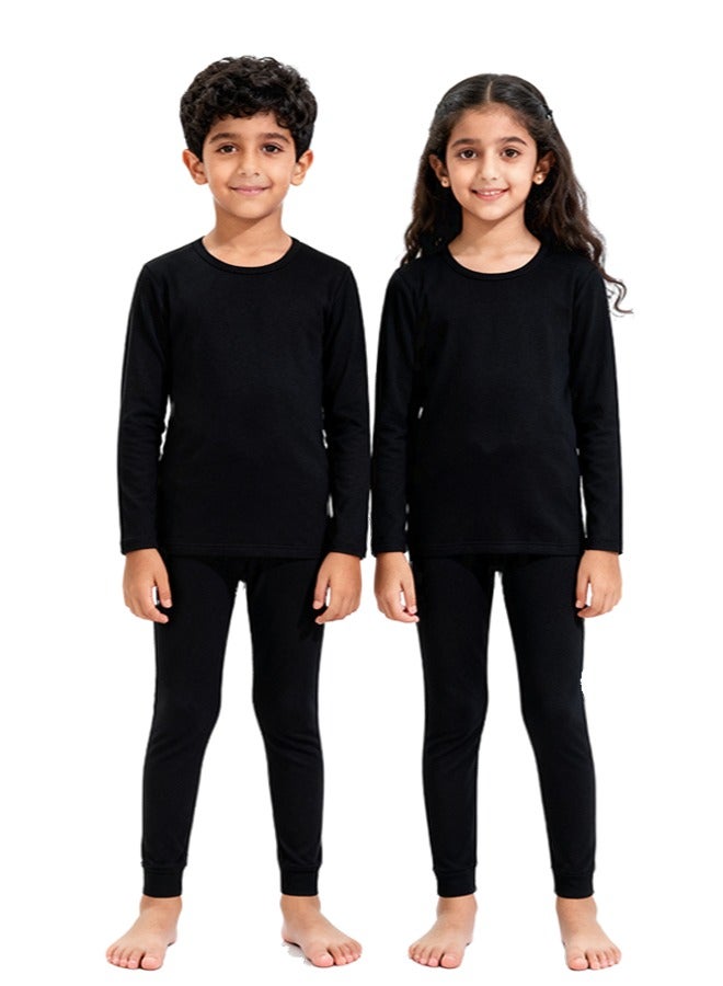 ياكيتر ملابس حرارية للأطفال، مجموعة ملابس حرارية للأولاد والبنات من 4 إلى 16 سنة (أسود) - Image 1