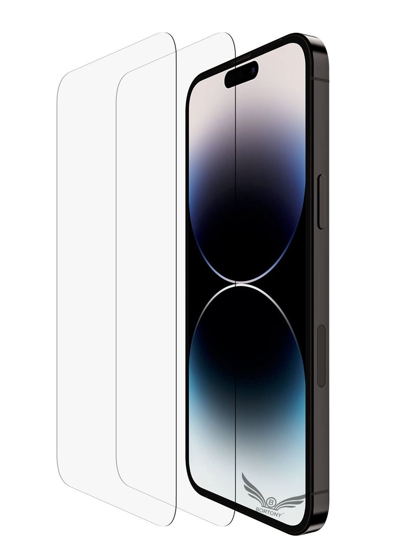 BORTONY Pack of 2 Screen Protector for 14 Pro Sensor Protection Dynamic Island Case Friendly Tempered Glass Film 9H Hardness HD Clear For Apple iPhone 14 Pro [6.1 inch] - Image 1