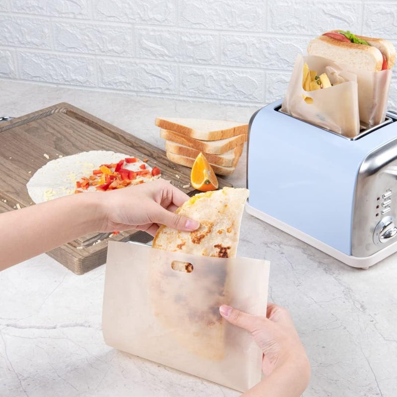 Restaurantware Bag Tek 8.7 x 7.9 Inch Toaster Bags, 10 Large Toaster Sandwich Bags - Multipurpose, Non-Stick, Kraft Plastic Toaster Sleeves, BPA-Free, Semi-Disposable - Image 5