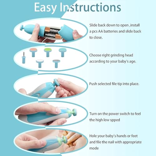 AMBROSIAL STORE Baby Nail File Grinder Set Safe Nail Trimmer Kit For Kids Safe& Effective Baby Manicure Manicure Tools,Multicolor - Image 4