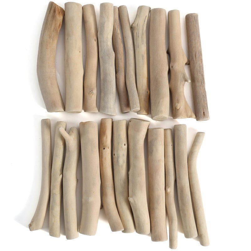 BYHER Driftwood for Crafts, 4.7 Inch Long 0.4-0.8 Inch in Diameter Driftwood Sticks for DIY Crafts Photo Props School Projects, Beach Wood Crafts Decor (20Pcs) - Image 1