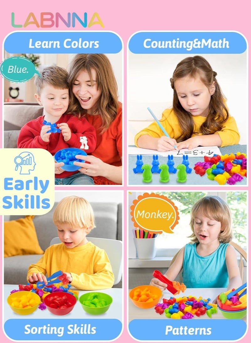 LABNNA 36 Pcs Counting Animals Matching Games Montessori Toys Color Sorting Toys for Toddlers 3+ Years Old Boys Girls, Preschool Learning Activities Educational Sensory Animal Figures Toys Birthday Gifts for Kids Toddlers - Image 2