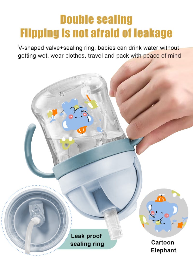 URbazaar 2-Pcs Baby Sippy Cups For 6 Months +, 345ml Baby Cup with Weighted Straw and Easy Grip Handles, Kids Water Bottle with Simple Flip Lid, 360 Degree Spill Proof Toddler Cup - Image 5