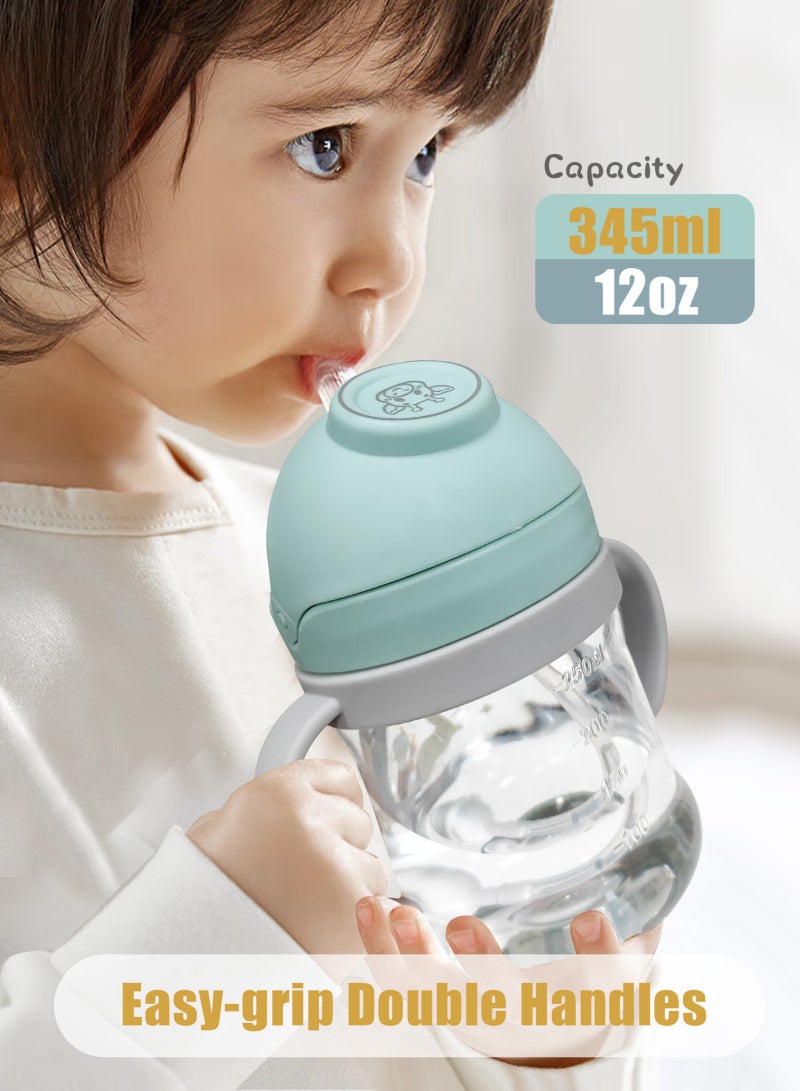 URbazaar 2-Pcs Baby Sippy Cups For 6 Months +, 345ml Baby Cup with Weighted Straw and Easy Grip Handles, Kids Water Bottle with Simple Flip Lid, 360 Degree Spill Proof Toddler Cup - Image 4