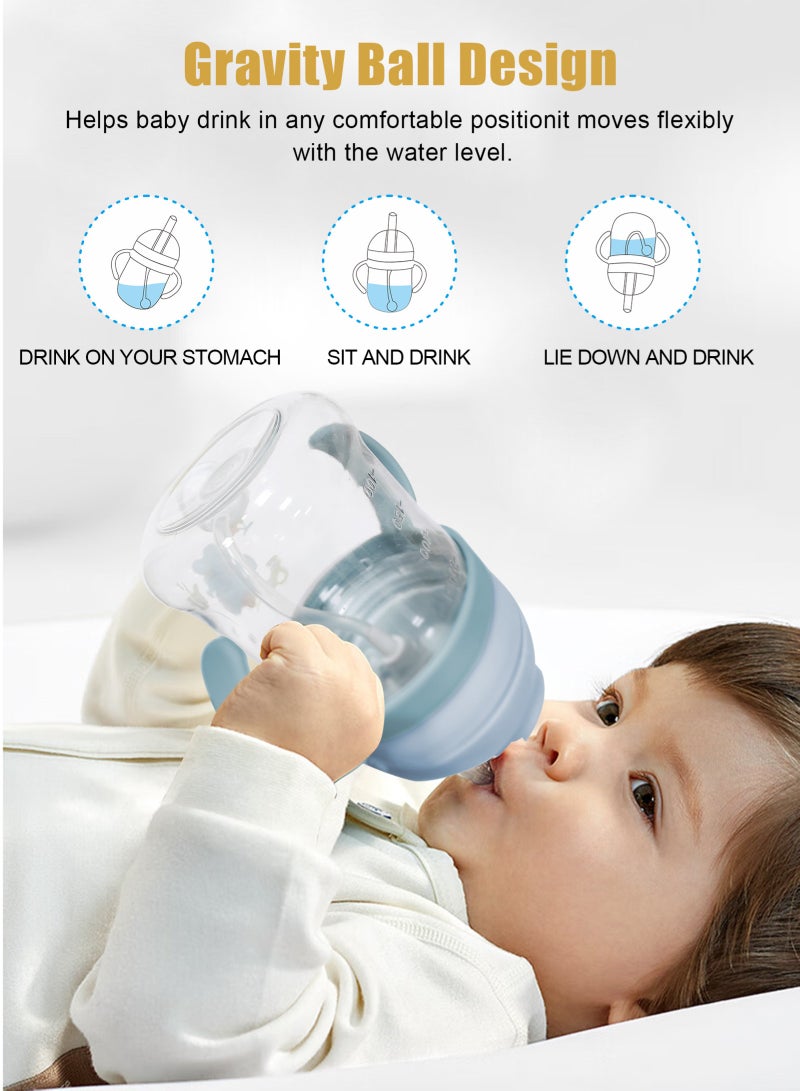URbazaar 2-Pcs Baby Sippy Cups For 6 Months +, 345ml Baby Cup with Weighted Straw and Easy Grip Handles, Kids Water Bottle with Simple Flip Lid, 360 Degree Spill Proof Toddler Cup - Image 3