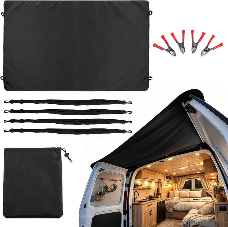 exsulity Rear Barn Door Awning Cover Weather Proof 180x114cm Vehicle Rear Door Rain Protection Canopy Sun Shade - Image 1