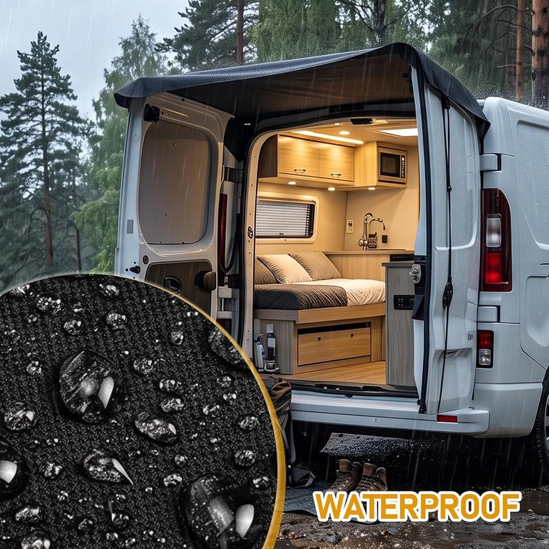 exsulity Rear Barn Door Awning Cover Weather Proof 180x114cm Vehicle Rear Door Rain Protection Canopy Sun Shade - Image 5