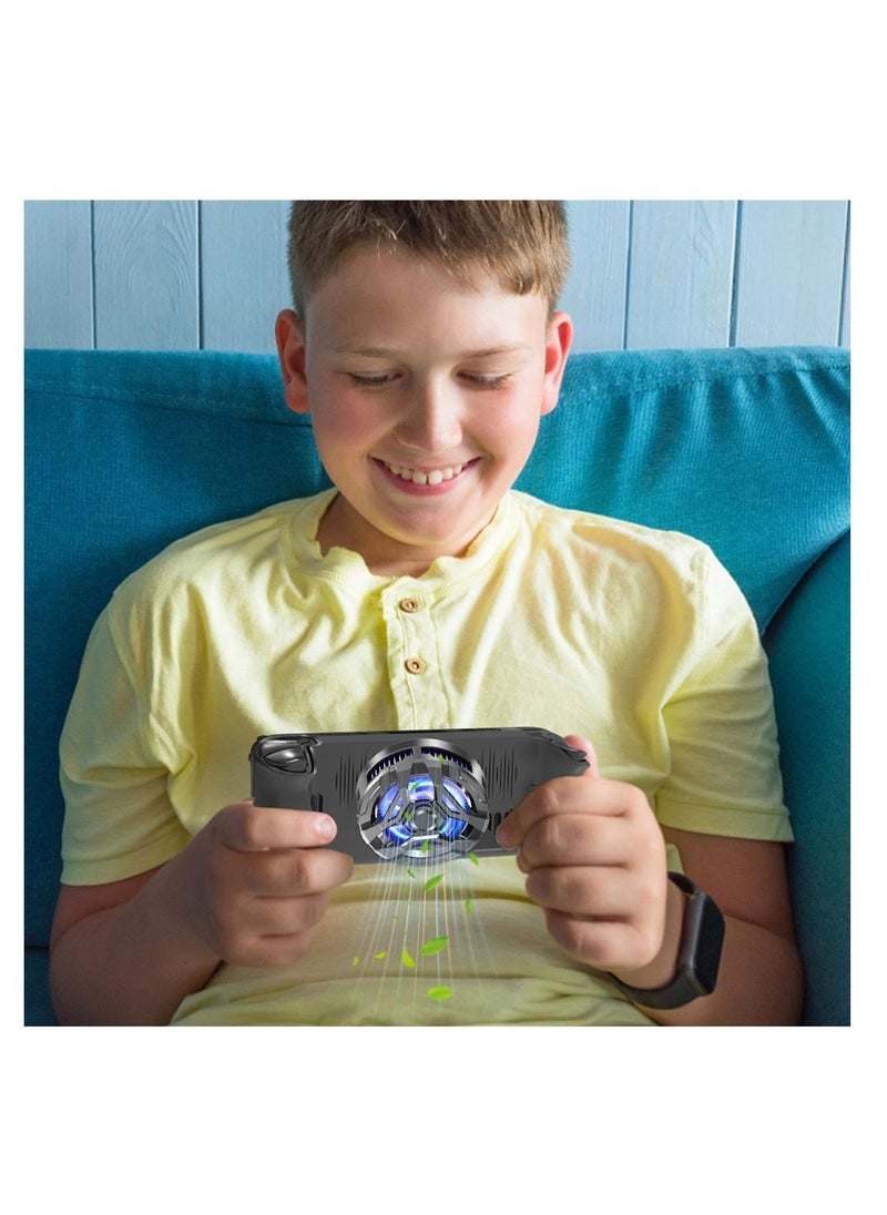 Loquat Mobile Phone Cooler, Magnetic Semiconductor Radiator, Lightweight 3-Level Adjustable Cooling Fan for Smartphones, Multifunctional Cooling Fan for Gaming and Video Calls (Black) - Image 2