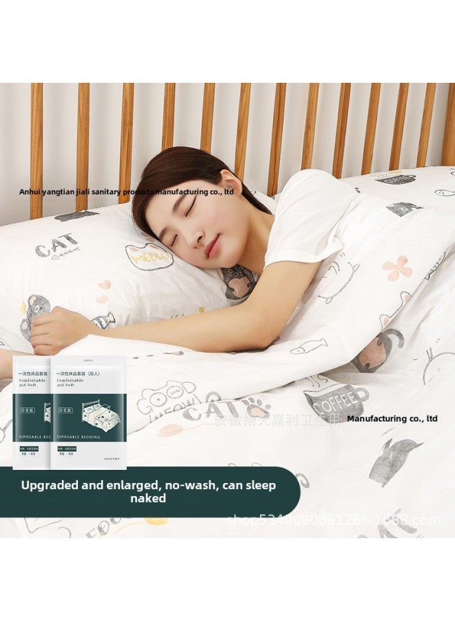 Travel Disposable Sleeping Bag Summer Single Double Hotel Dirty Bed Sheet Portable Quilt Cover Travel Cotton Quilt Cover-Color:Single Sleeping Bag 150*230cm - Image 3