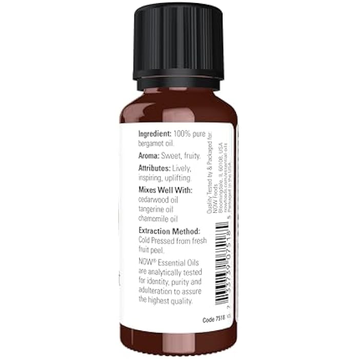 NOW Essential Oils, Bergamot Oil, Sweet Aromatherapy Scent, Cold Pressed, 100% Pure, Vegan, Child Resistant Cap, 1-Ounce - Image 2