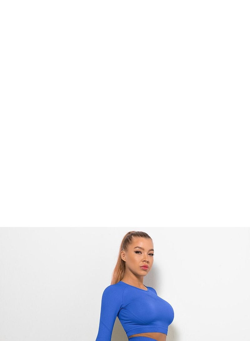 Loquat High Waist Tight-Fitting Sports Set Royal Blue  - Image 2