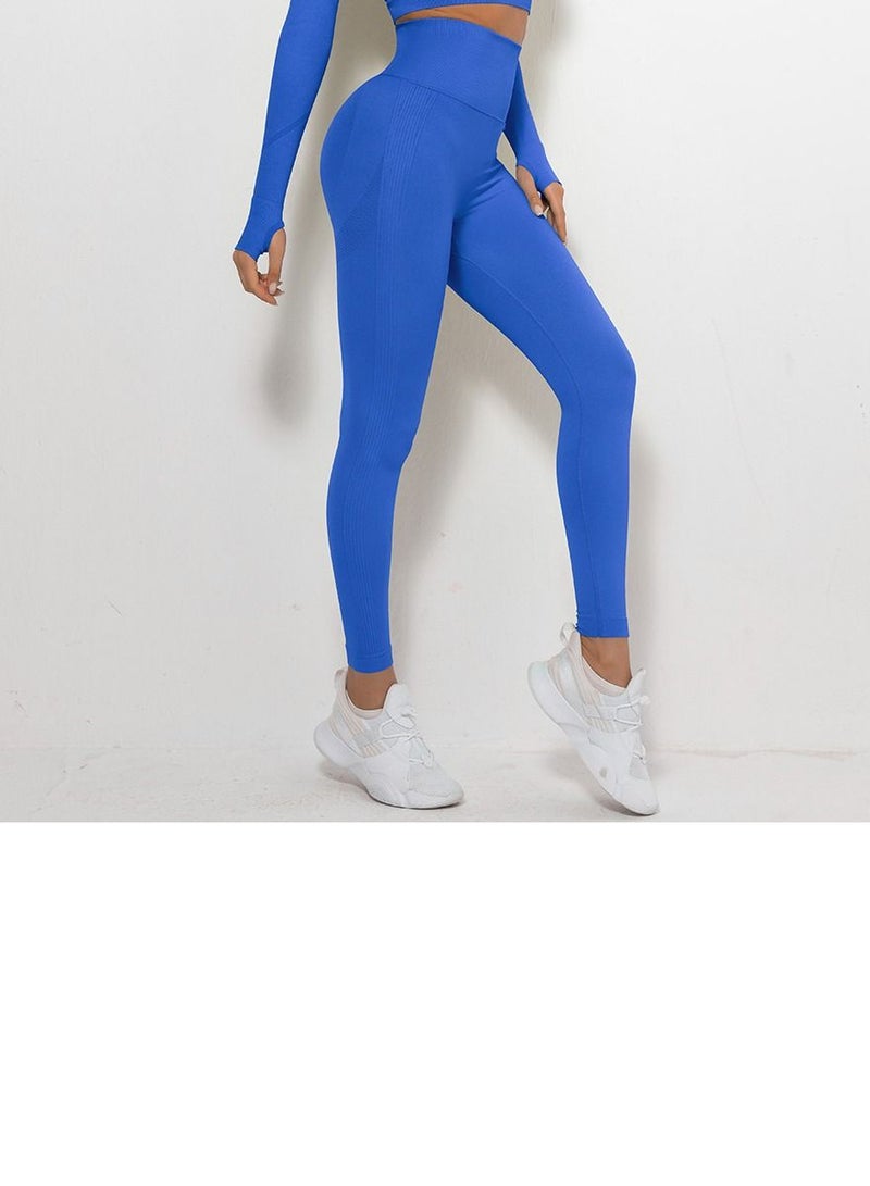 Loquat High Waist Tight-Fitting Sports Set Royal Blue  - Image 3