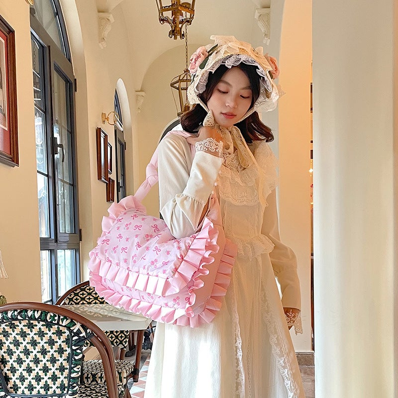 New Arrival Fungus Cute Lace Down Cloth Handbag Two-Dimensional Shoulder Bag Hand Bag Japanese And Korean Style Lolita Women'S Bag - Image 3