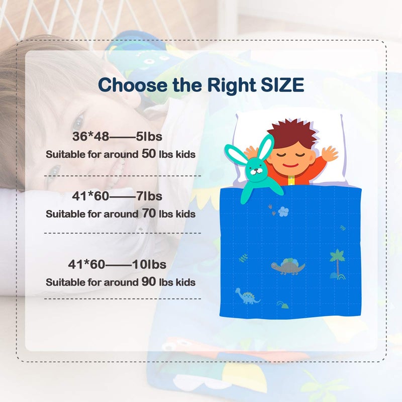 Sivio Kids Weighted Blanket  10 Lbs  41 X 60 Inches  100% Natural Cotton Heavy Blanket For Kids And Teens  Blue Dinosaur - Image 5