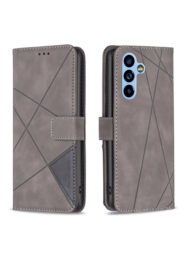 اس-توب جراب لهاتف Samsung Galaxy A54 5G مصنوع من الجلد بمشبك مغناطيسي ونقشة معينية - Image 1