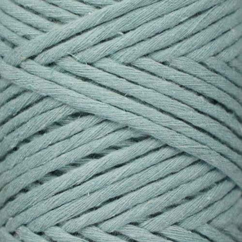 Makromecity, Single Strand Macrame Cord 3 mm x 100 Yards (300 feet) 3mm Single Strand Crepe Green Cotton Cord for Macrame Art & Crafts for Wall Hangings Recycled Cotton Cord Yarn(Crepe Green, 1 Skein) - Image 4