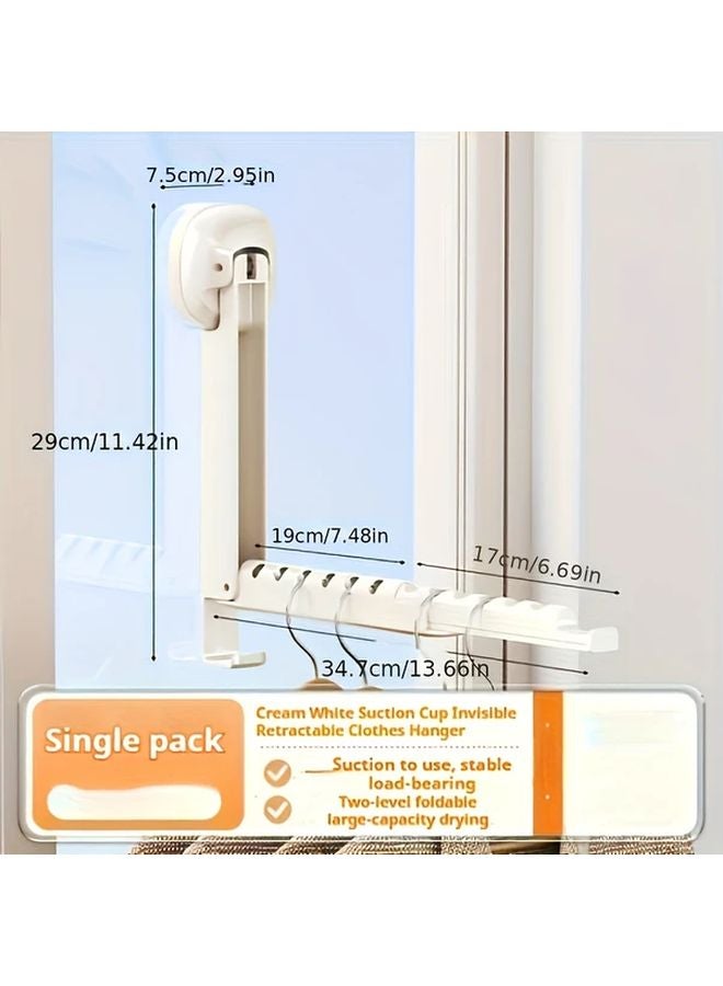 White Foldable Suction Cup Clothes Drying Rack No Drilling Expandable Space Saving - Image 1