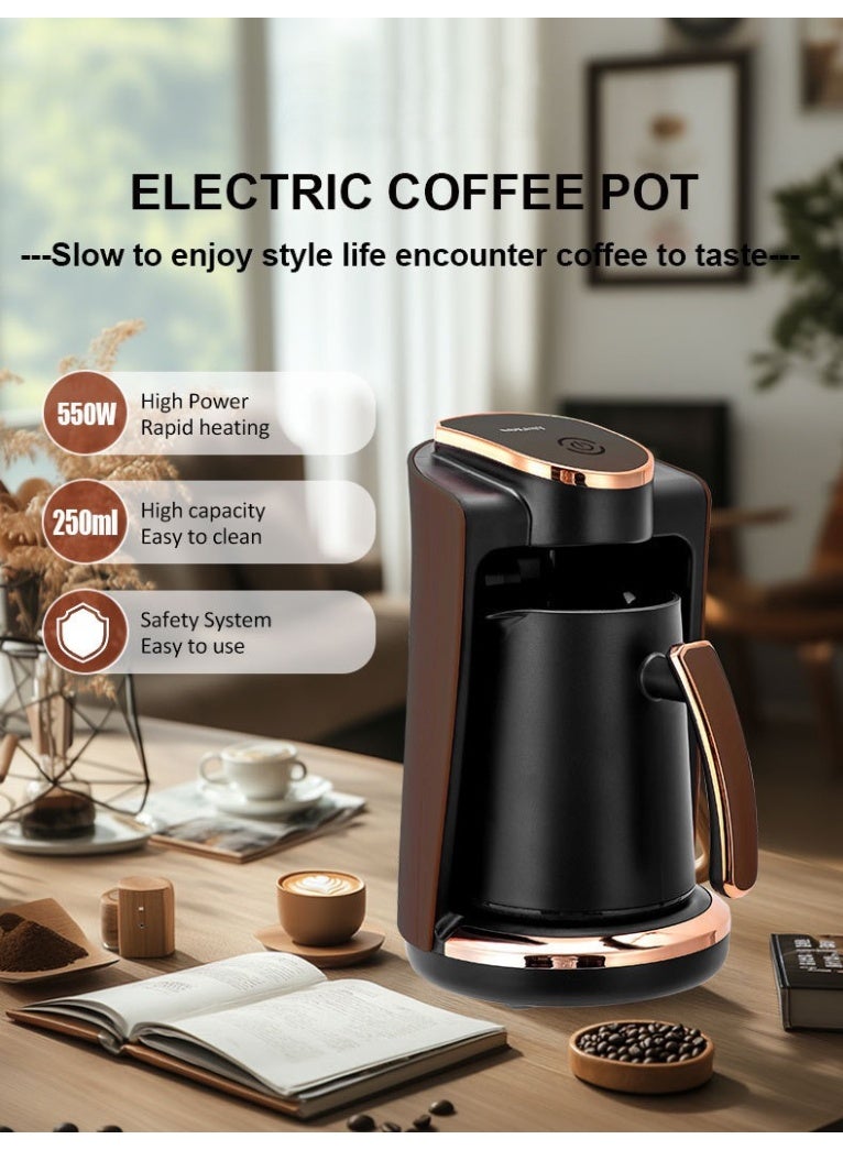Turkish Coffee Maker, Electric Coffee Pot, Coffee Making Machine, 3-5Cups 250ml, 550W, One Button Operation, Easy to Clean - Image 2