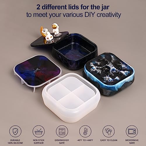 Moukiween Large Storage Box Molds with Lid, Resin Jar Mold, Silicone Box Mold for Storage Jewelry Epoxy Casting DIY Crafts - Image 4