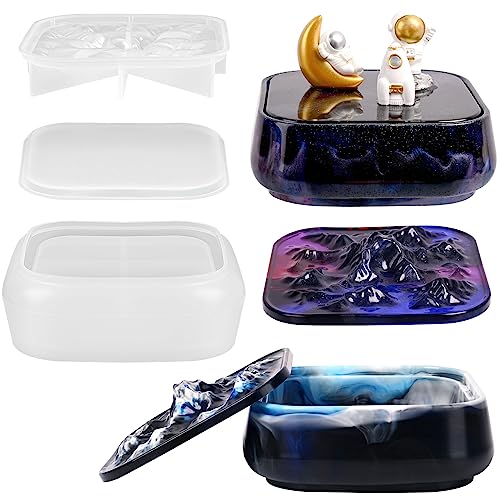 Moukiween Large Storage Box Molds with Lid, Resin Jar Mold, Silicone Box Mold for Storage Jewelry Epoxy Casting DIY Crafts - Image 1