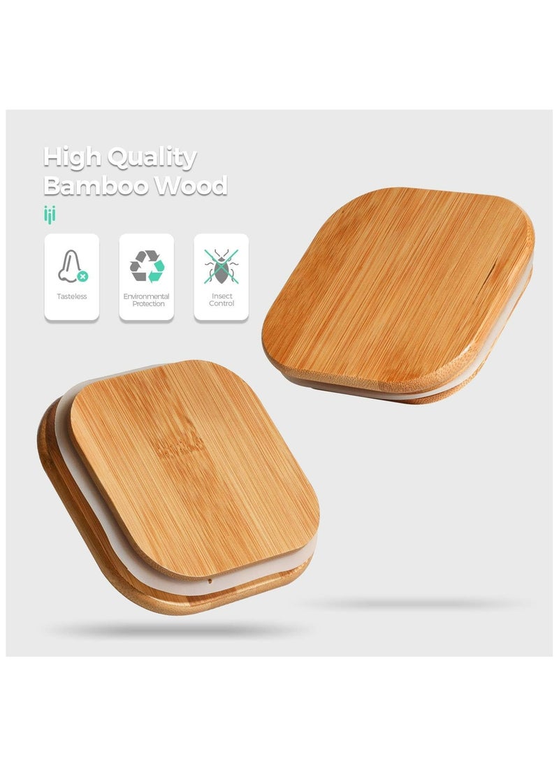 ZIMNEST - (1500ML/51OZ)2-Piece Set of Square Glass Storage Jars with Wooden Lids,  Airtight Food Containers, Preservation Jars & Storage Boxes for Pasta, Flour, Grains, Spices, Tea, Coffee Beans, & Other Kitchen Staples - Perfect for Long-Term Food Preservation & Organization - Image 1