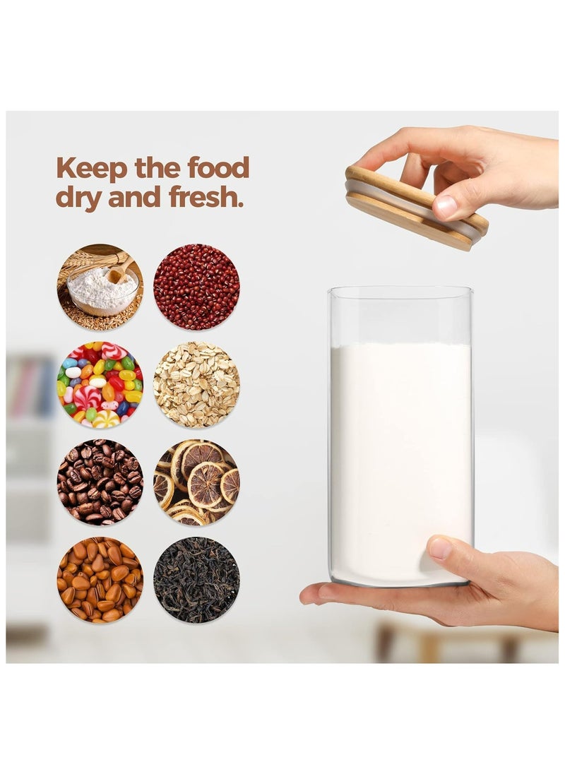 ZIMNEST - (1500ML/51OZ)2-Piece Set of Square Glass Storage Jars with Wooden Lids,  Airtight Food Containers, Preservation Jars & Storage Boxes for Pasta, Flour, Grains, Spices, Tea, Coffee Beans, & Other Kitchen Staples - Perfect for Long-Term Food Preservation & Organization - Image 1