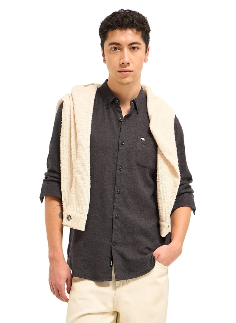 THE BEAR HOUSE Cotton Shirt for Men | Slim Fit, Long Sleeve, Casual or Formal Button-Down | Soft, Breathable Fabric for Work, Everyday, & All-Season Wear in Stylish