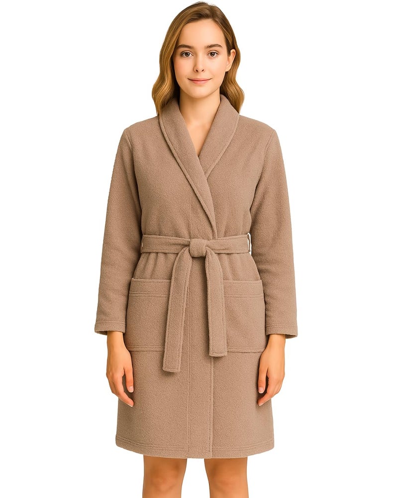 Premium Women's and Men's 100% Cotton Plush Soft Robe Fluffy, Warm, Fleece Sherpa Shaggy Bathrobe, Long Spa Robe, Fluffy Warm Cotton