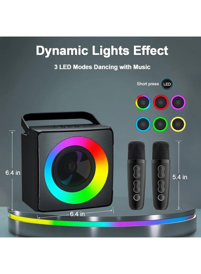 سدرد جهاز كاريوكي، مكبر صوت كاريوكي محمول مع ميكروفونين لاسلكيين وفتحة تخزين، نظام صوتي بتقنية بلوتوث للكبار والصغار مع أضواء LED، هدية مثالية للحفلات المنزلية - Image 3