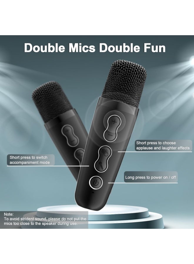 سدرد جهاز كاريوكي، مكبر صوت كاريوكي محمول مع ميكروفونين لاسلكيين وفتحة تخزين، نظام صوتي بتقنية بلوتوث للكبار والصغار مع أضواء LED، هدية مثالية للحفلات المنزلية - Image 4