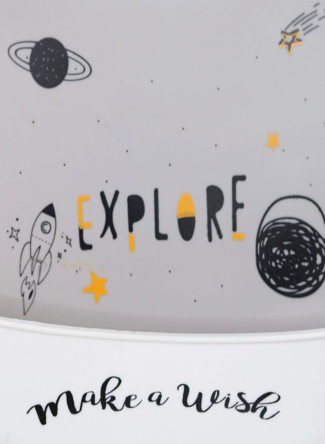 Yellow Bee Silicone Space Theme Bib with Crumb Catcher and Adjustable Closure for Boys, Grey, 6-36 Months - Image 5