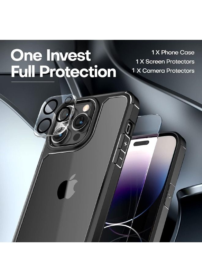 iPhone 15 Pro Case with 9H Tempered Glass Screen Protector + Camera Lens Protector Set, Not Yellowing Shockproof Drop Protection Shockproof Slim Phone Case for Apple iPhone 15 Pro 6.1 inch 2023 - Image 2