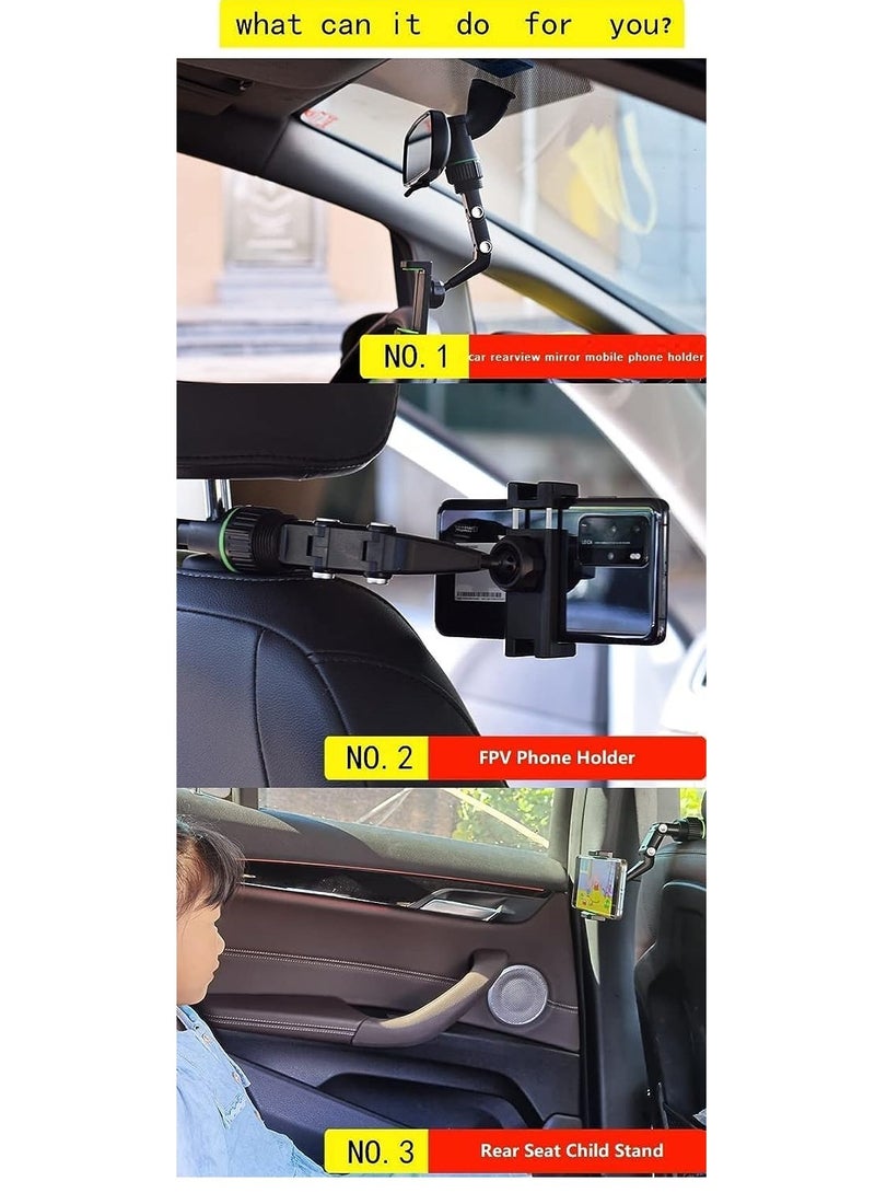 ELTRAZONE حامل هاتف مرآة السيارة، حامل هاتف مرآة الرؤية الخلفية متعدد الوظائف، ملحقات السيارة، حامل هاتف GPS مرآة الرؤية الخلفية للسيارة، حامل هاتف محمول لسطح المكتب في السيارة - Image 2