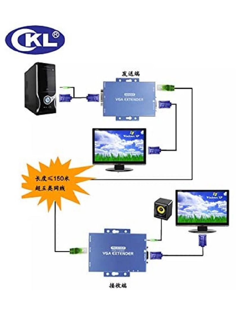 موسع CKL VGA 100M مع موسع VGA الصوتي (CKL-100MS) - Image 3