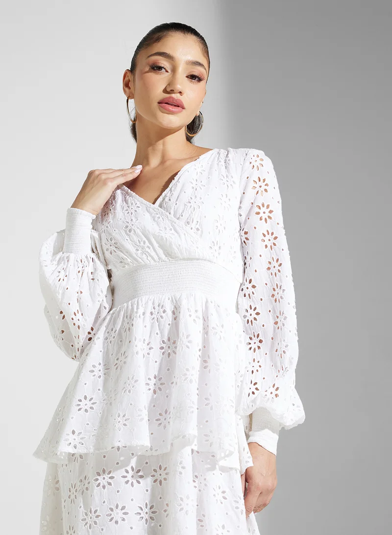 Frock and Frill Eyelet Tiered Dress
