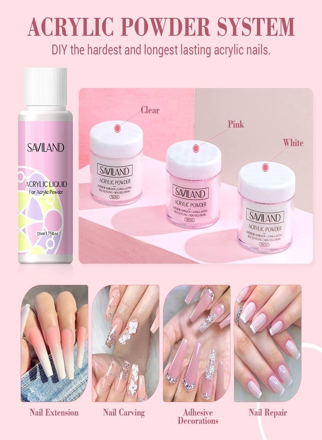 SAVILAND Essentials Acrylic Nail Kit with Drill: Professional Nails Kit Acrylic Set with Everything U V Light Gel Polish Nail Glue Tips Nail Art Supplies for DIY Home Salon - Image 3