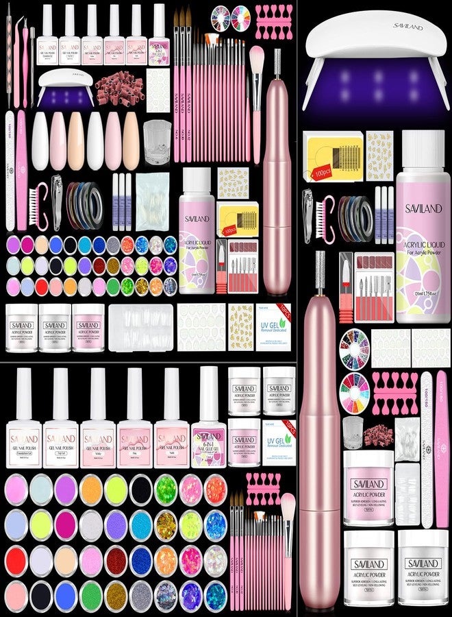 SAVILAND Essentials Acrylic Nail Kit with Drill: Professional Nails Kit Acrylic Set with Everything U V Light Gel Polish Nail Glue Tips Nail Art Supplies for DIY Home Salon - Image 1