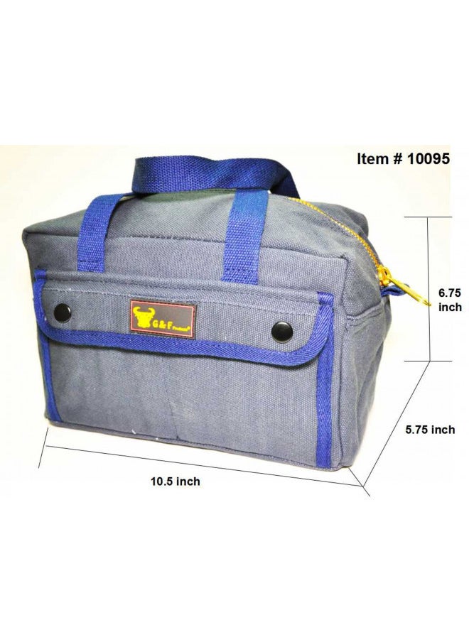 G & F Products G & F Products Government Issued Style Mechanics Heavy Duty Tool Bag with Brass zipper and side pockets, tool bag for cars, drill, garden, and electrician. Olive Green , 11" x 7" x 6"  - Image 5