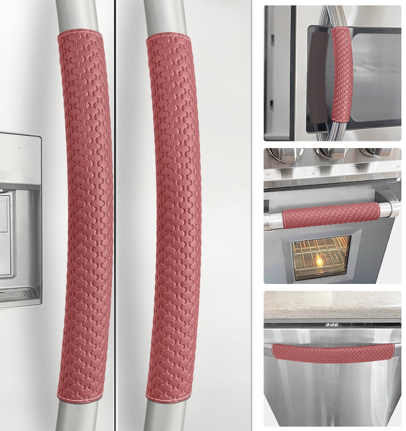 Luludamier Refrigerator Door Handle Covers, Set of 5, Performance Appliance Handle Covers, Non-Slip Fridge Door Handle Covers, Keep Your Kitchen Clean, Microwave Oven Dishwasher door Handle Protectors(Red) - Image 1