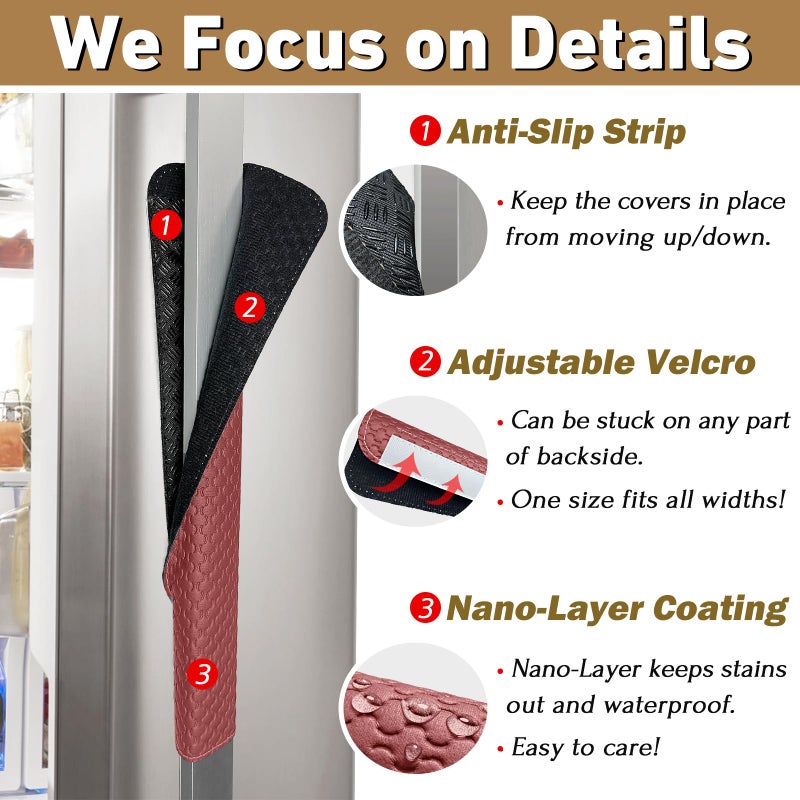Luludamier Refrigerator Door Handle Covers, Set of 5, Performance Appliance Handle Covers, Non-Slip Fridge Door Handle Covers, Keep Your Kitchen Clean, Microwave Oven Dishwasher door Handle Protectors(Red) - Image 4