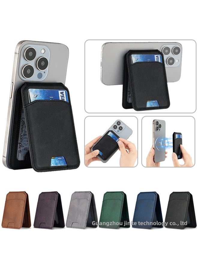 Generic - Suitable For Magsafe Magnetic Suction Bracket Card Bag Pair Suction Card Bracket Card Sleeve Card Magnetic Suction Mobile Phone Bracket-Color:dark Night Green-Applicable Model:Super Double Row Magnetic Attraction (spot) - Image 1