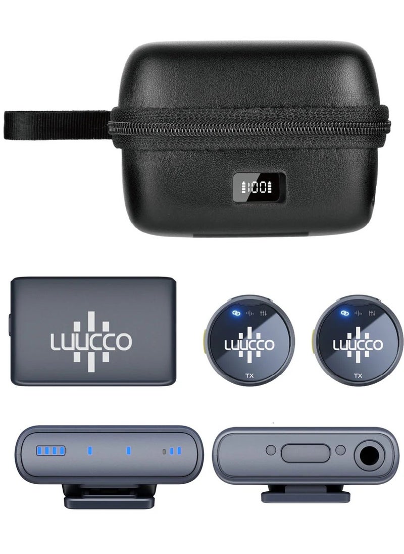 LUUCCO - LUUCCO AirWave K2 2-Person Wireless Lavalier Microphone for Camera Only with Charging Case Lapel Mic for Vlog Interview Live Streaming - Image 1