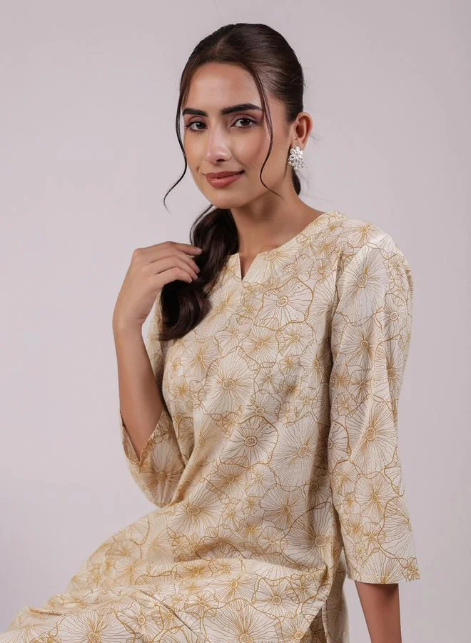 sanskrutihomes Floral Print Longline Top & Pants Co-Ords by Styli